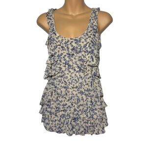 Express Tank Top Womens M Beige Floral Lace Sleeveless Sheer Y2K Boho Festival